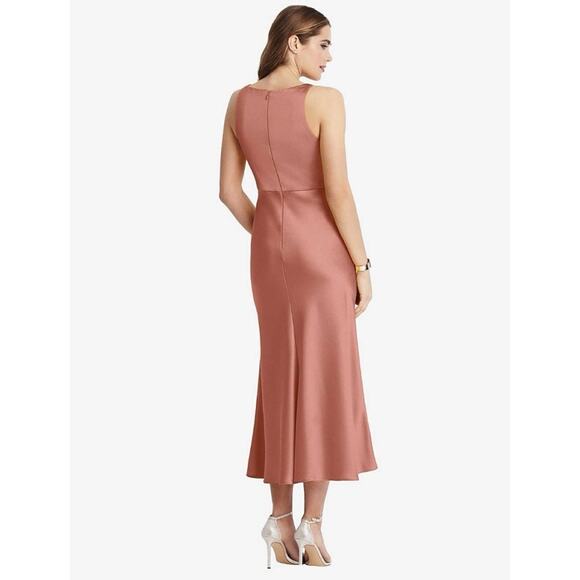 Dessy Lovely Esme Cowl-Neck Midi Tank Dress in Desert Rose Pink Women's 2 $187 - Picture 2 of 9